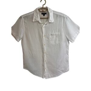 J.Crew Mercantile 100% Linen White Short Sleeve Button Front Shirt Men’s L